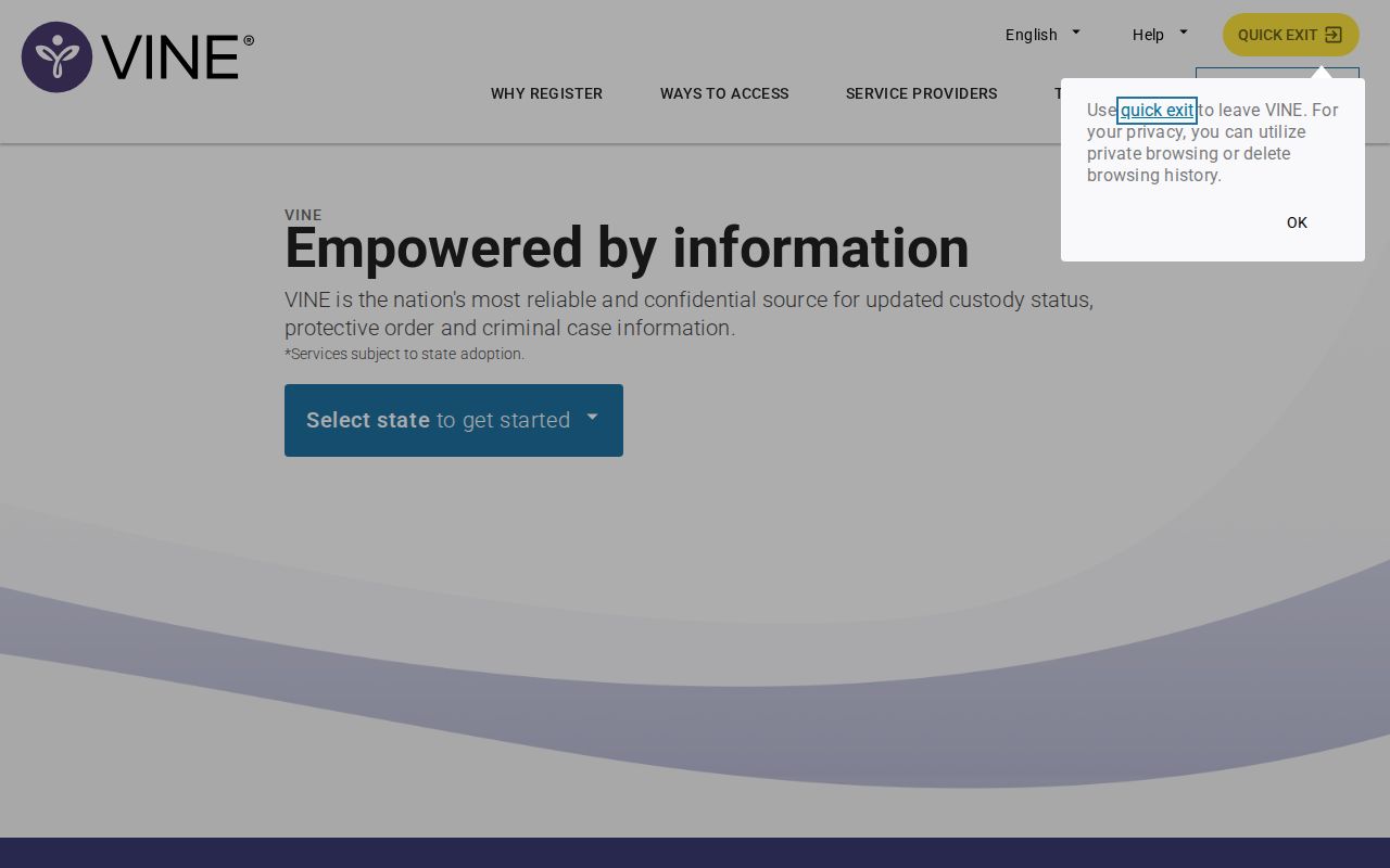 Kentucky VINELink offender search and notification screen